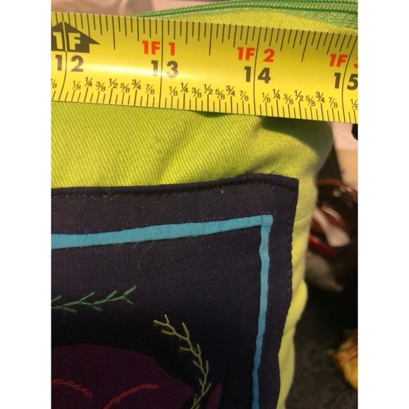 Mola Art Fish Lobster Crab Sea Corals Embroidered Black Green Pillow Cover - Picture 7 of 8